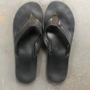 Black Rainbow leather Sandals